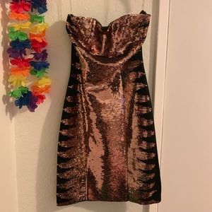 Mini Rose Gold Sequin Dress